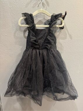 Black Tulle Ruffle Strap Party Dress